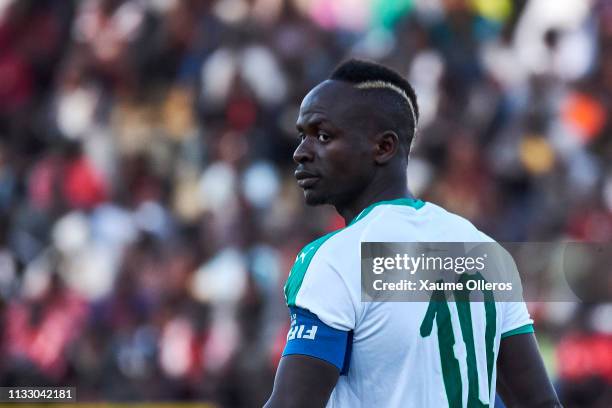 Sadio Mane of Senegal looks on during a friendly match between Senegal and Mali after both teams qualified for the 2019 CAN held in Egypt, on March...