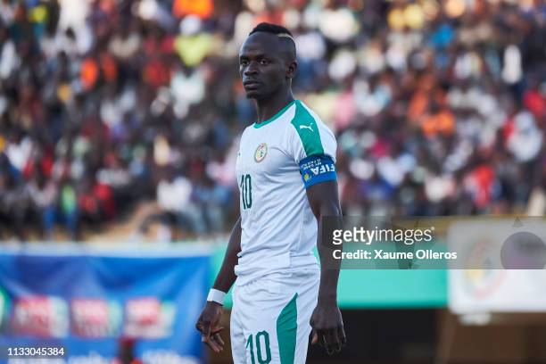 Sadio Mane looks on during a friendly match between Senegal and Mali after both teams qualified for the 2019 CAN held in Egypt, on March 26, 2019 in...