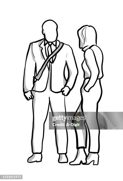 chatting her up business professional - boot print stock illustrations