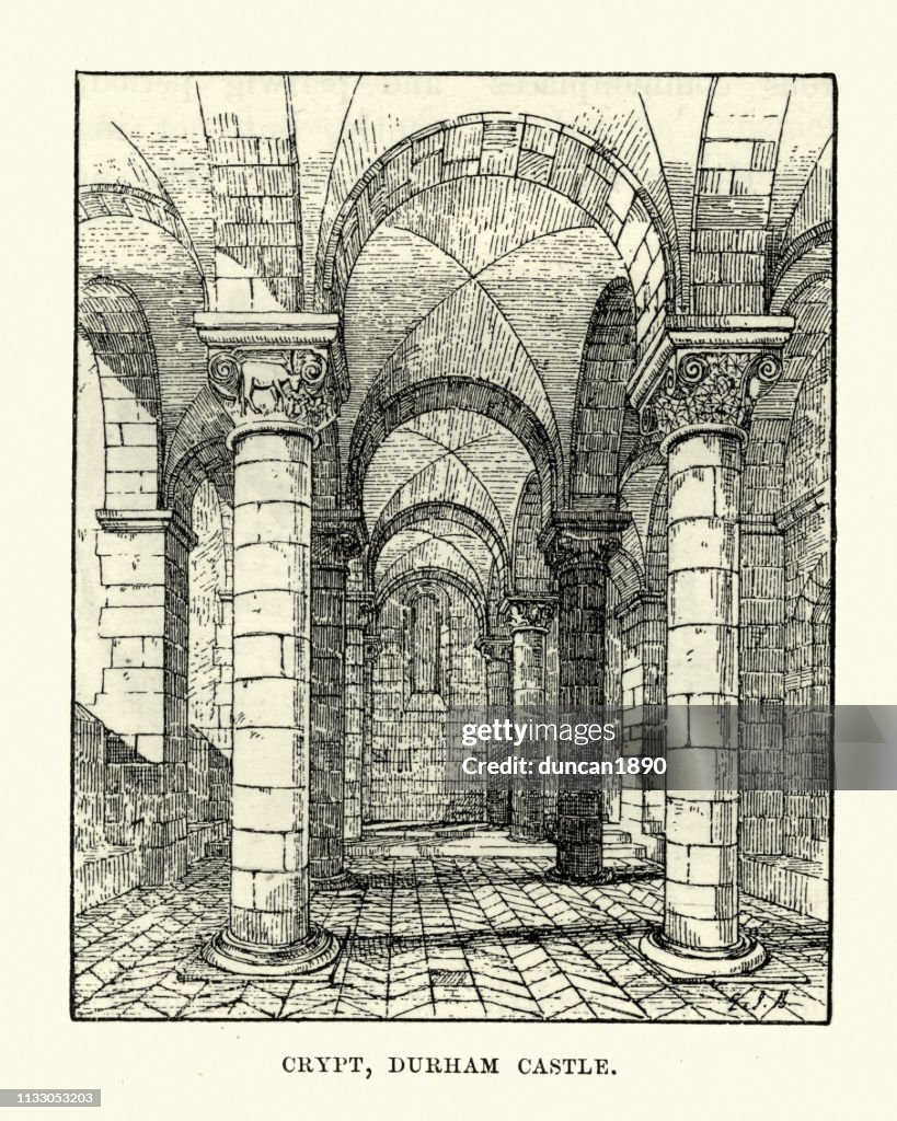 Sketch of Durham Castle, Crypt, 19th Century