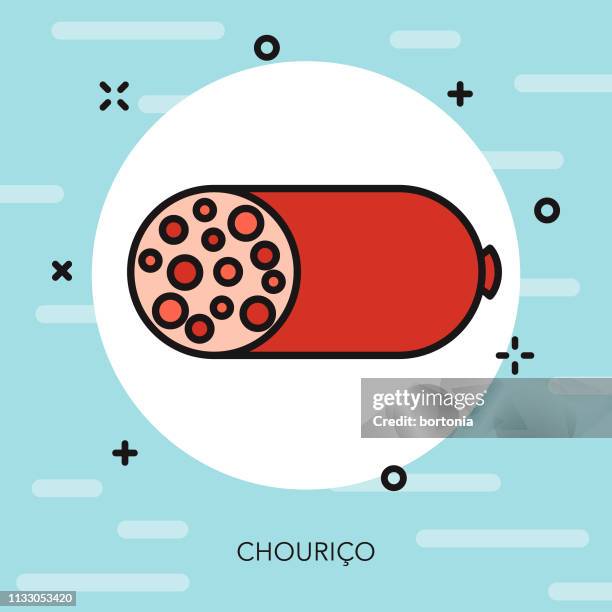 chourico portugal thin line icon - portuguese food stock illustrations