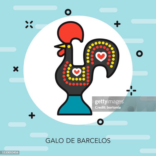 galo de barbaros 葡萄牙細線圖示 - galo de barcelos 幅插畫檔、美工圖案、卡通及圖標