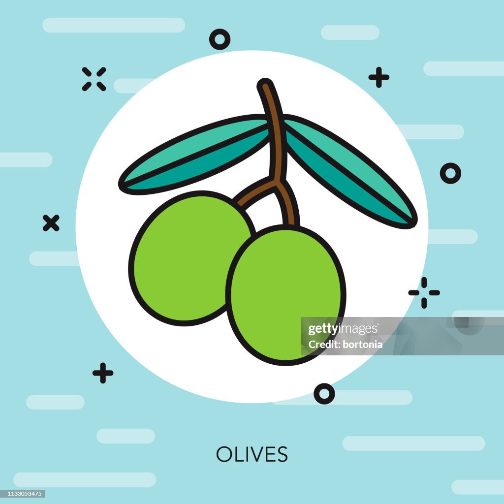 Olives Portugal Thin Line Icon