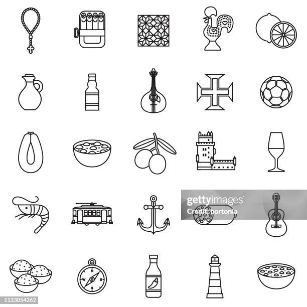 portugal icon set - feijoada stock illustrations