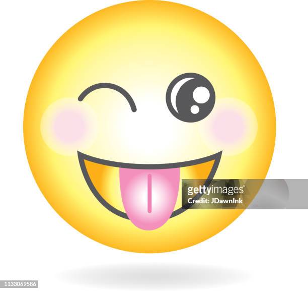 winking with tongue out emoji or emoticon icon simple - winking stock illustrations