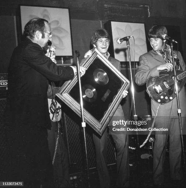 Box Tops members bassist Rick Allen, and singer Alex Chilton performs onstage at the Arthur Club at a press party hosted by Bell Records in 1968 in...