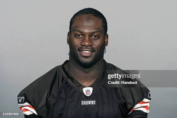 In this handout image provided by the NFL, Abram Elam of the Cleveland Browns poses for his 2010 NFL headshot circa 2010 in Berea, Ohio.