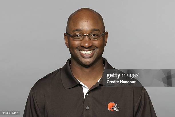 In this handout image provided by the NFL, George McDonald of the Cleveland Browns poses for his 2010 NFL headshot circa 2010 in Berea, Ohio.