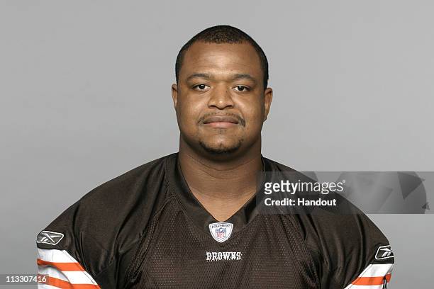 In this handout image provided by the NFL, Titus Adams of the Cleveland Browns poses for his 2010 NFL headshot circa 2010 in Berea, Ohio.