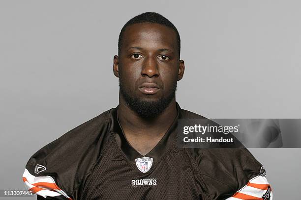 In this handout image provided by the NFL, Titus Brown of the Cleveland Browns poses for his 2010 NFL headshot circa 2010 in Berea, Ohio.