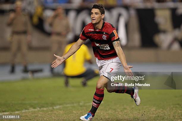 Thiago Neves of Flamengo celebrates the goal of title during a match as part of Rio de Janeiro State Championship 2011 at Engenhao stadium on May 01,...