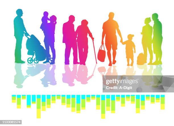 generations rainbow - blue backpack stock illustrations