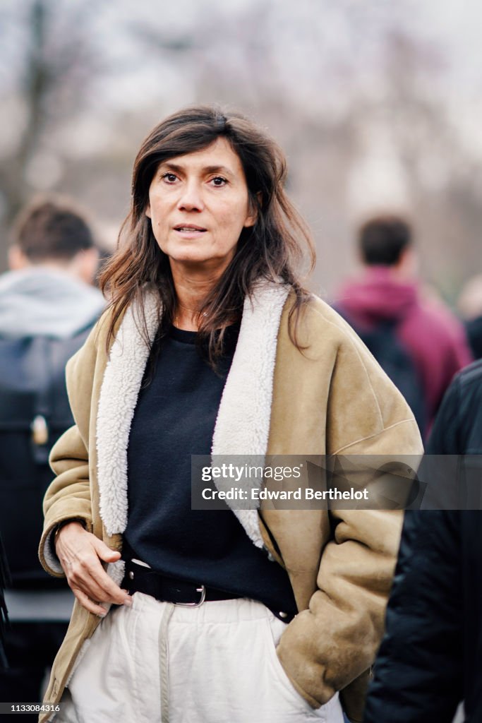 Emmanuelle Alt is seen, outside Balmain, during Paris Fashion Week ...