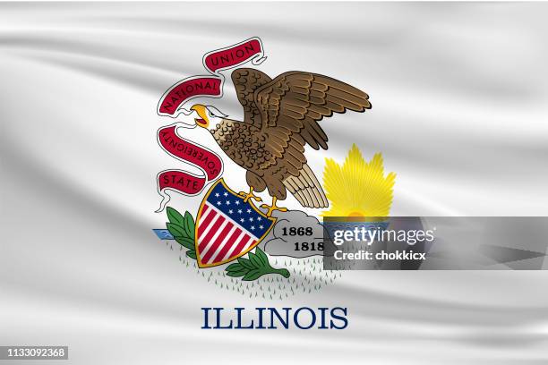 illinois waving flag - illinois stock illustrations