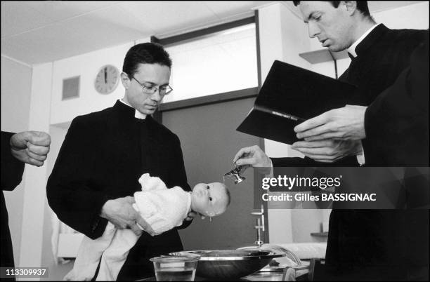 The Seminary Of The Excommunicated On April, 1999 - In Econe, Switzerland - The Deacons, Students In Their Sixth Year, Learn The Christening Ceremony...