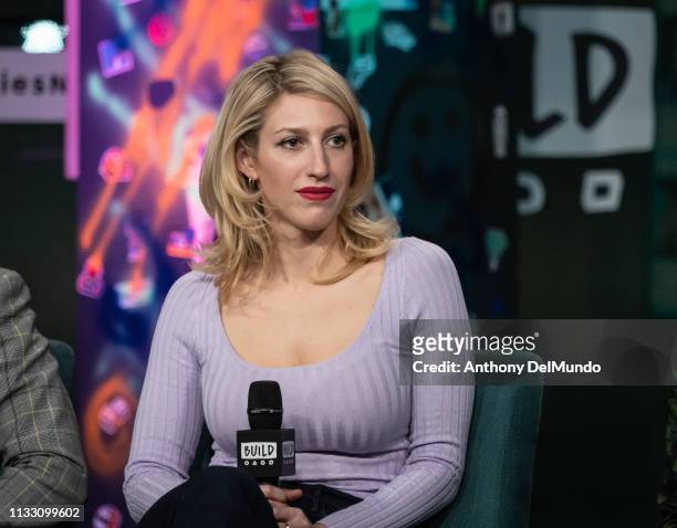 American writer, television host, and producer Karley Sciortino, visits Build Studios to talk about the TV show "Now Apocalypse" on March 01, 2019 in...