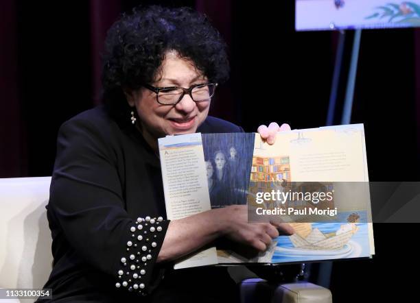 Supreme Court Justice Sonia Sotomayor on stage to promote her new book "Turning Pages: My Life Story" during an event at Lisner Auditorium at George...
