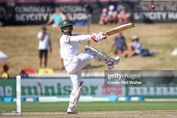 Tamim Iqbal of Bangladesh bats during day three of the First Test match in the series between New Zealand and Bangladesh at at Seddon Park on March...