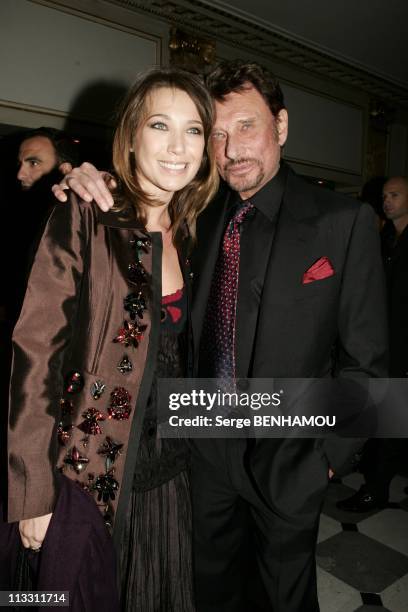 Sidaction Party On February 2Nd, 2005 In Paris, France - Johnny Hallyday And His Daughter Laura.