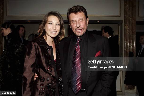 Sidaction Party On February 2Nd, 2005 In Paris, France - Johnny Hallyday And His Daughter Laura.