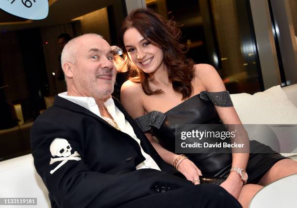 Artist Damien Hirst and Sophie Cannell attend the The Empathy Suite designed by Damien Hirst unveiling at Palms Casino Resort on March 01, 2019 in...