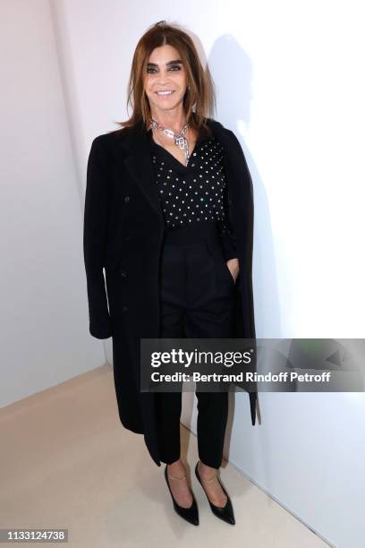 Journalist Carine Roitfeld attends the LVMH Prize 2019 Edition at Louis Vuitton Avenue Montaigne Store on March 01, 2019 in Paris, France.