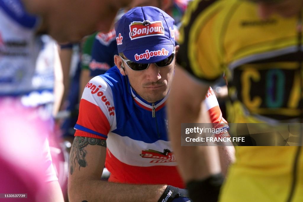 Didier Rous le champion de France Didier Rous se concentre, le 13 mars 2002 avant ...