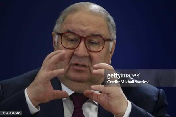 Russian billionaire and businessman Alisher Usmanov attends the meeting with sports officials while visiting the Olympic Syncronized Olympic Center...