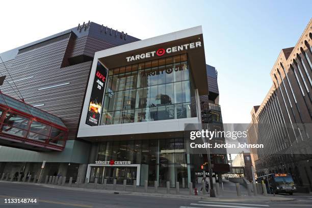 An exterior shot of Target Center before the LA Clippers game against the Minnesota Timberwolves on March 26, 2019 at Target Center in Minneapolis,...