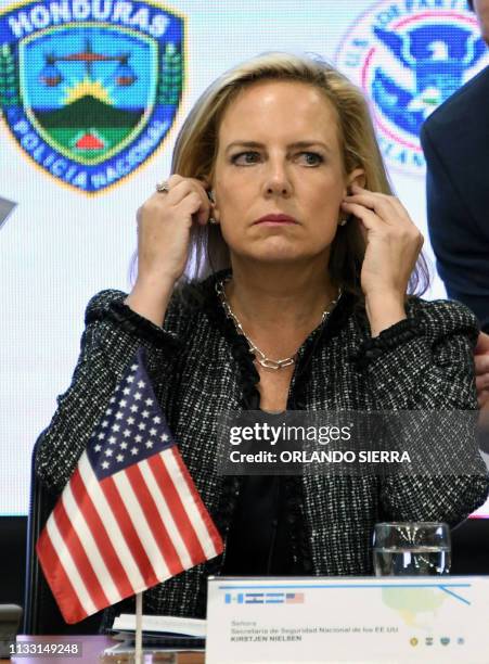 Secretary of Homeland Security Kirstjen Nielsen attends the V Meeting of Ministers and Secretaries of Security of the Northern Trialgle and the US in...