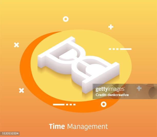 isometric time management vector web banner & icon design - countdown timer days stock illustrations