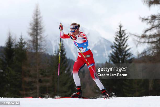 Astrid Uhrenholdt Jacobsen of Norway competes in the Women's Cross Country 30k race during the FIS Nordic World Ski Championships on March 2, 2019 in...