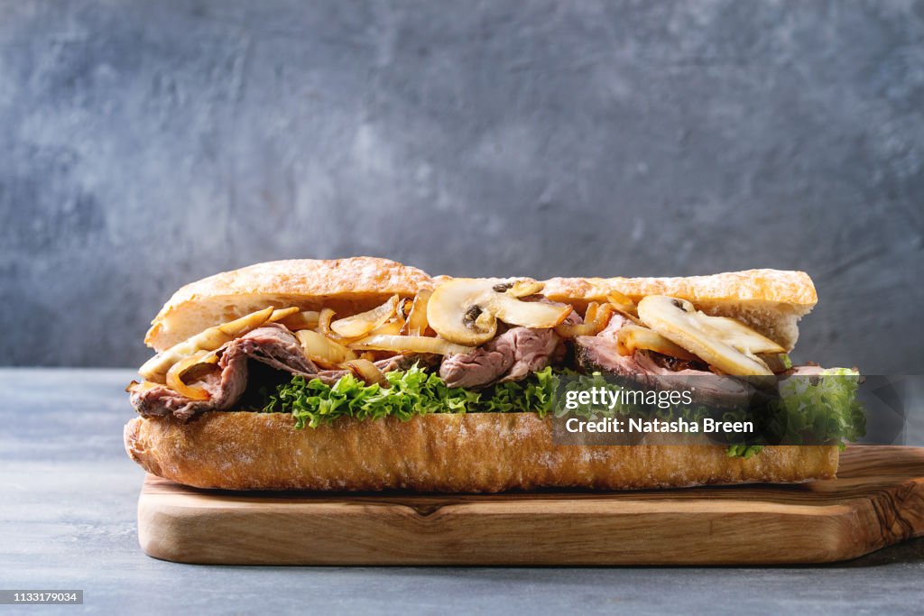 Beef baguette sandwich