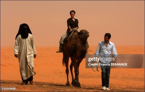 On The Marches Of The Show 'Echappees Belles' In Ksar Ghilane, Tunisia On March 15, 2007 - Stephane Bouillaud, and Sophie Jovillard, animators of the...