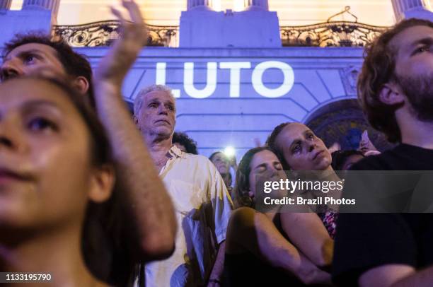 Demonstration for Marielle Franco, Brazilian feminist, politician and human rights activist, murdered on 14 March 2018 in Rio de Janeiro - she had...