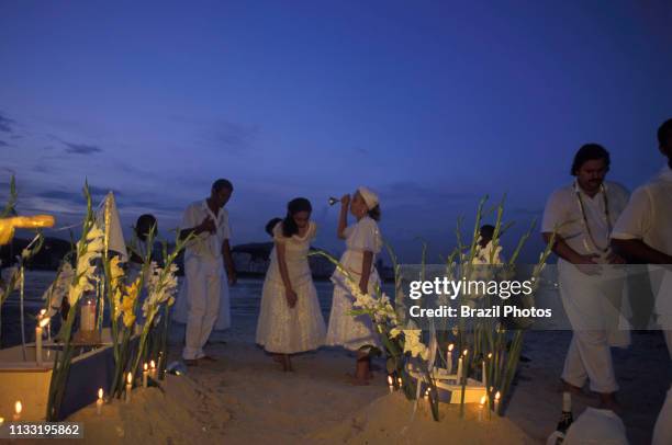 Candomblé celebration, a polytheistic Afro-American religious tradition that worships a number of gods - music and dance are important parts of the...