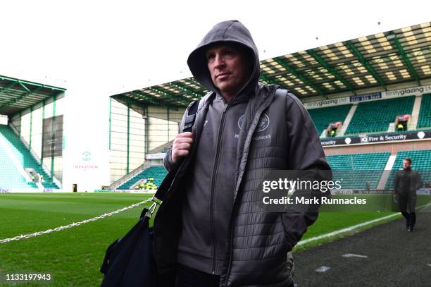 Neil Lennon, Interim manager of Celtic arrives at the stadium prior to the Scottish Cup quarter final match between Hibernian and Celtic at Easter...