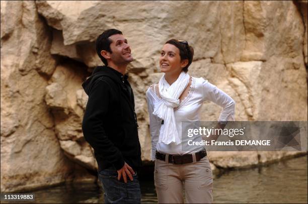 On The Marches Of The Show 'Echappees Belles' In Tamerza, Tunisia On March 15, 2007 - Stephane Bouillaud, and Sophie Jovillard, animators of the show...