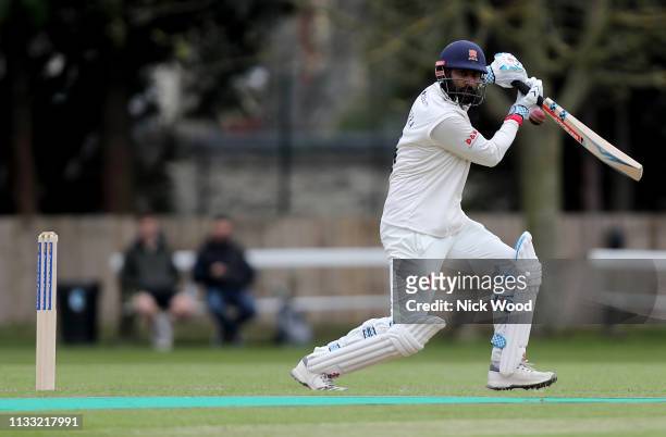 Varun Chopra of Essex in batting action during the MCC University match between Cambridge MCCU and Essex at Fenner's on March 27, 2019 in Cambridge,...