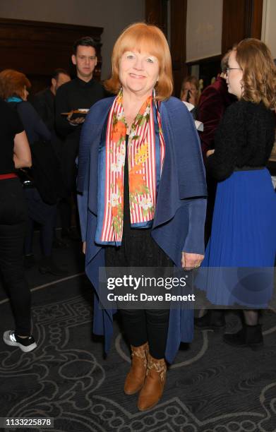 Lesley Nicol attends the press night after party for "Fiddler On The Roof" at 8 Northumberland Avenue on March 27, 2019 in London, England.
