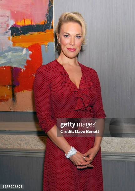 Hannah Waddingham attends the press night after party for "Fiddler On The Roof" at 8 Northumberland Avenue on March 27, 2019 in London, England.