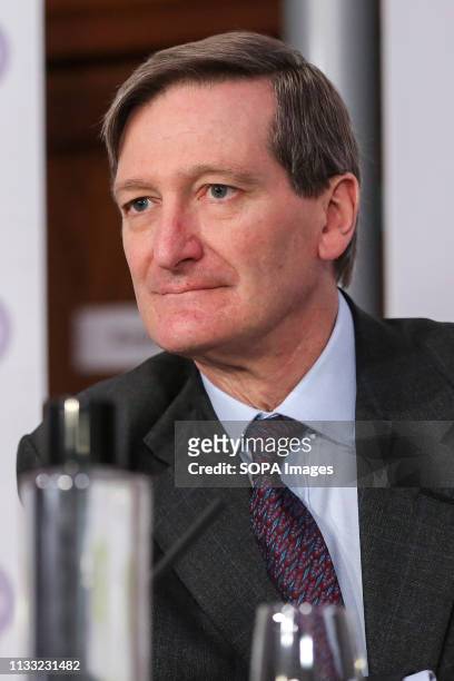 Dominic Grieve MP - Conservative former Attorney General is seen at a People's Vote press conference in Westminster setting out an analysis of the...