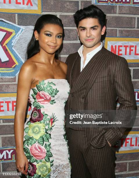 Sierra Capri and Diego Tinoco attend the premiere of Netflix's 'On My Block' Season 2 held at Petty Cash Taqueria on March 27, 2019 in Los Angeles,...