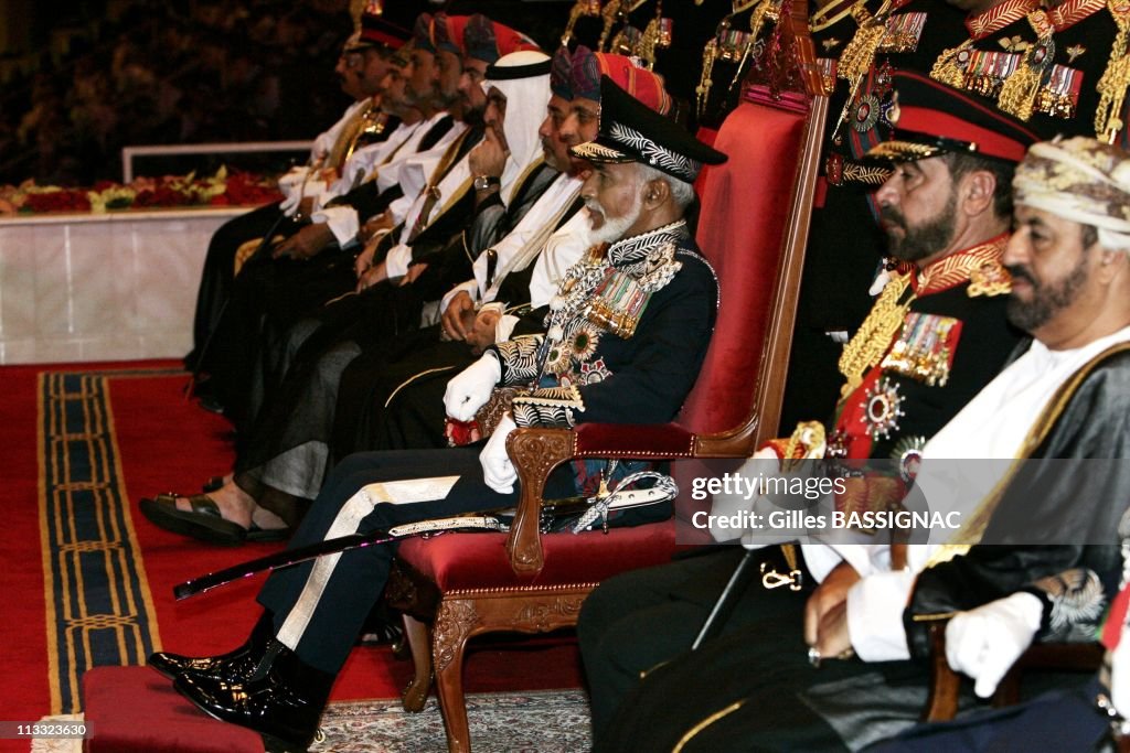 His Highness Sultan Qaboos Bin Said Attends A Military Tattoo Ceremony At The Al Fateh Stadium, For The Celebration Of The 35Th National Day Anniversary. On November 21St, 2005. In Mascate (City), Oman