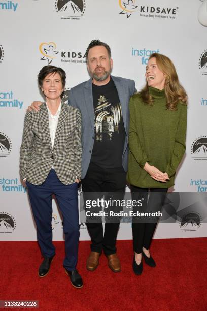 Actress Tig Notaro, writer and director Sean Anders, and actress Julie Hagerty attend Paramount Pictures Hosts Kidsave's Weekend Miracles Event to...