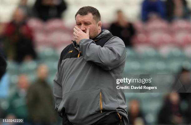 Dai Young, the Wasps director of rugby looks on during the Gallagher Premiership Rugby match between Leicester Tigers and Wasps at Welford Road...
