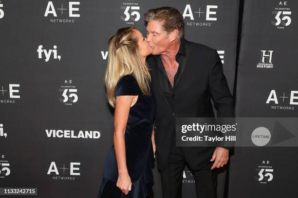 Hayley Roberts Hasselhoff and David Hasselhoff attend the 2019 A+E Upfront at Jazz at Lincoln Center on March 27, 2019 in New York City.