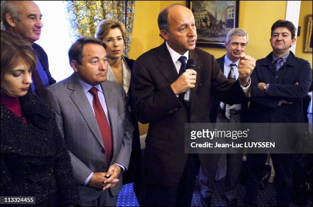 New Year Speech Of Laurent Fabius At The Hotel De Lassay - On January 10Th, 2006 - In Paris, France - Here, Claude Roison, Henri Weber, Andre...