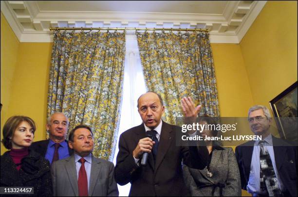 New Year Speech Of Laurent Fabius At The Hotel De Lassay - On January 10Th, 2006 - In Paris, France - Here, Claude Roison, Henri Weber, Andre...