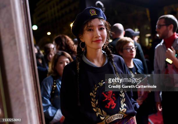 Maggie Jiang arrives at the Tommy Hilfiger TOMMYNOW Spring 2019 : TommyXZendaya Premieres at Theatre des Champs-Elysees on March 02, 2019 in Paris,...